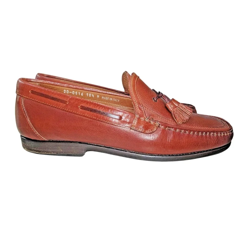 Johnston & Murphy Handcrafted Tassel Loafers Men's Shoes Leather 10.5 M Italy‎